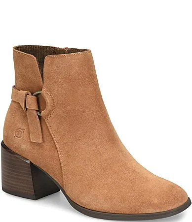 Livvy Suede Ring Knot Block Heel Booties by Born