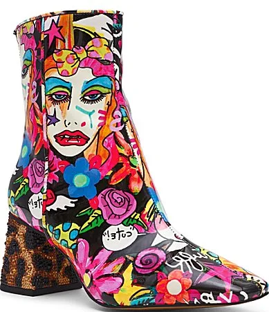 Randel Iconic Artwork Block Heel Booties by Betsey Johnson