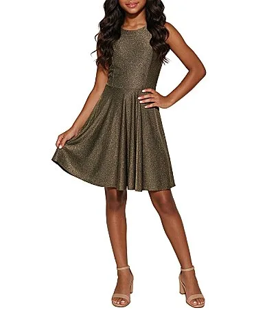 Sleeveless Glitter Accented Racerback Dress by Un Deux Trois