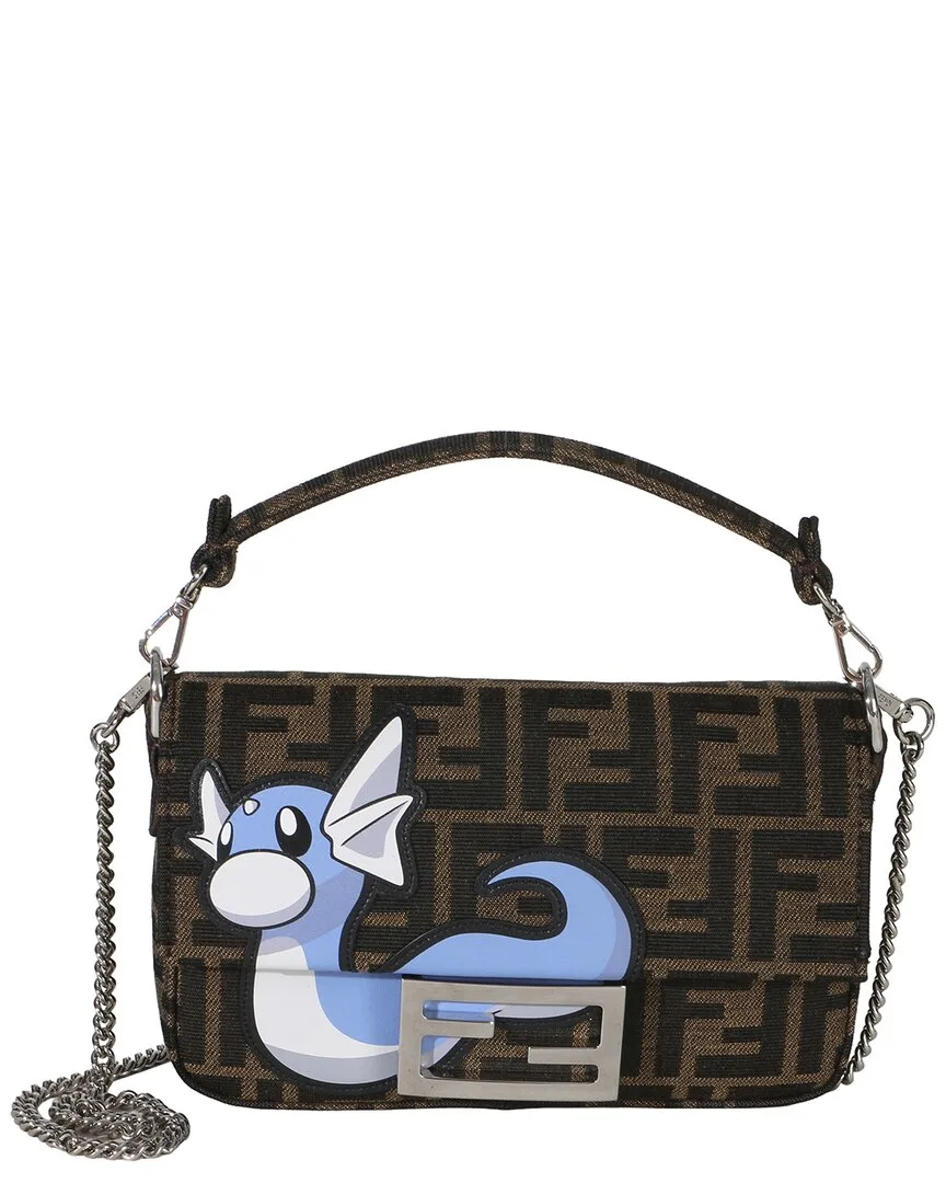 Brown Canvas x Frgmt x Pokemon FF Jacquard Fabric Dratini Mini Baguette Bag (authentic Pre-Loved) by FENDI