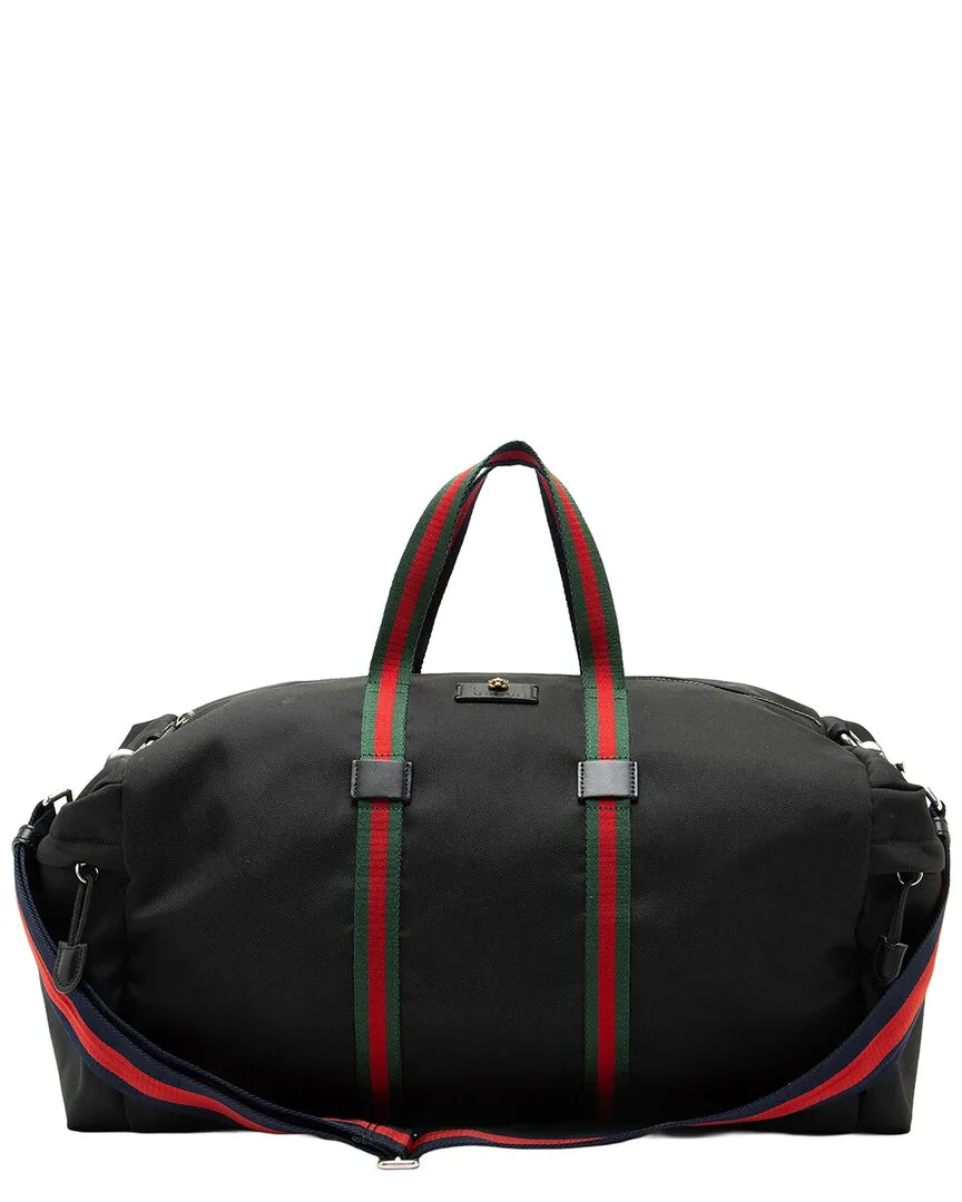 Black Canvas, Leather, Nylon Web Animalier Duffle (authentic Pre-Loved) by Gucci