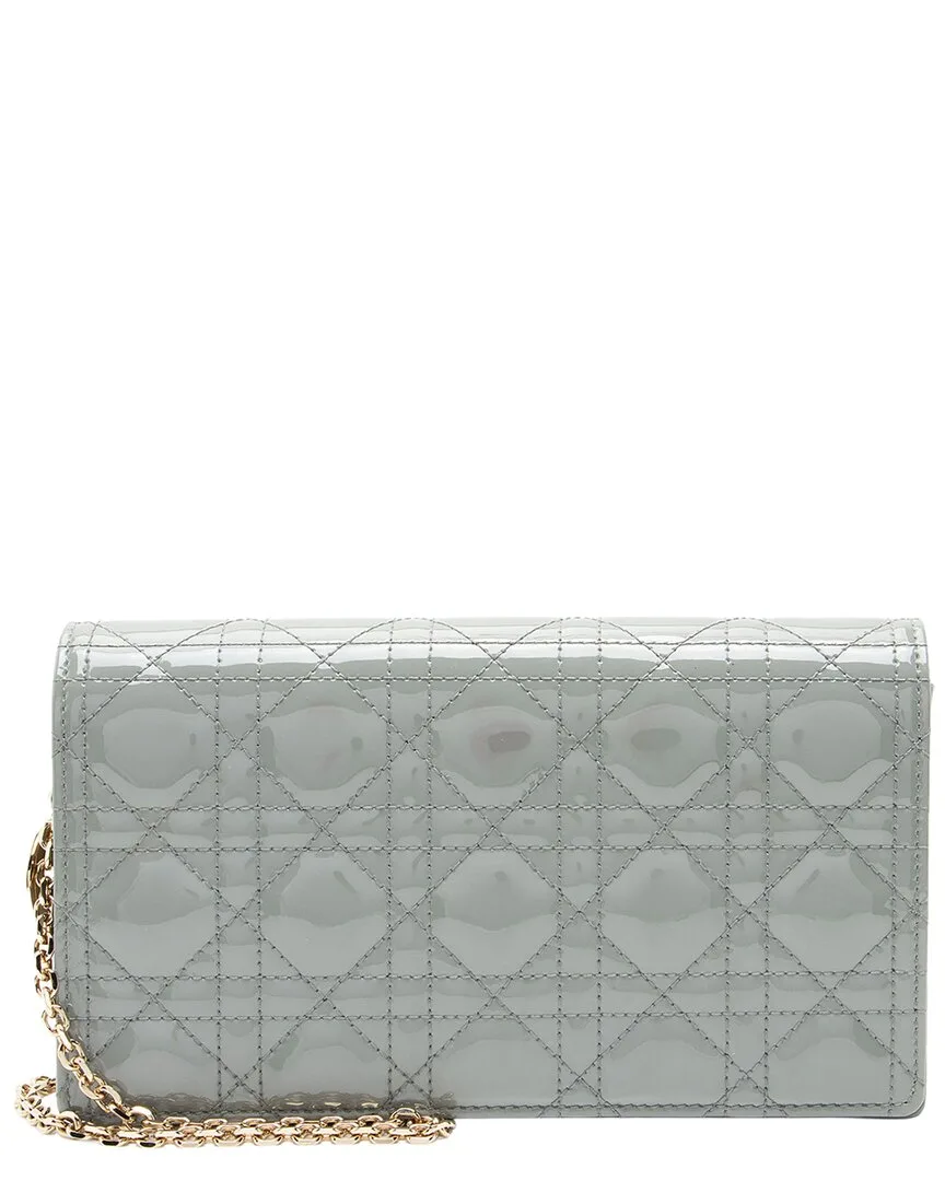 Grey Patent Leather Lady Dior Wallet on Chain (authentic Pre-Loved) by Dior