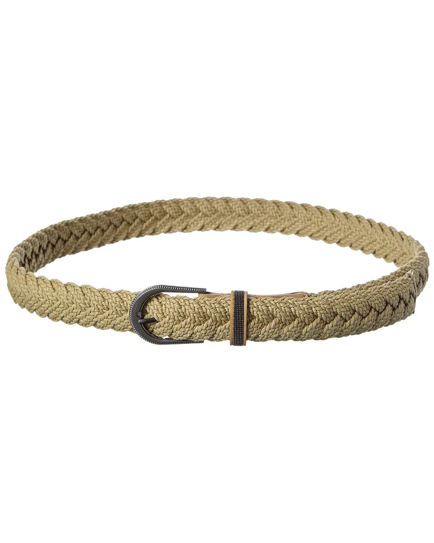 Woven & Leather Belt by Brunello Cucinelli