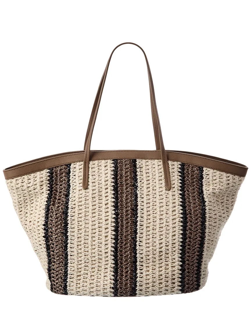 Jute & Leather Tote by Brunello Cucinelli