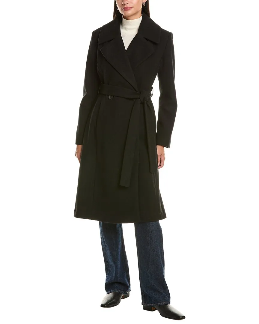 Bow Back Belt Double-Breasted Wrap Coat by CeCe