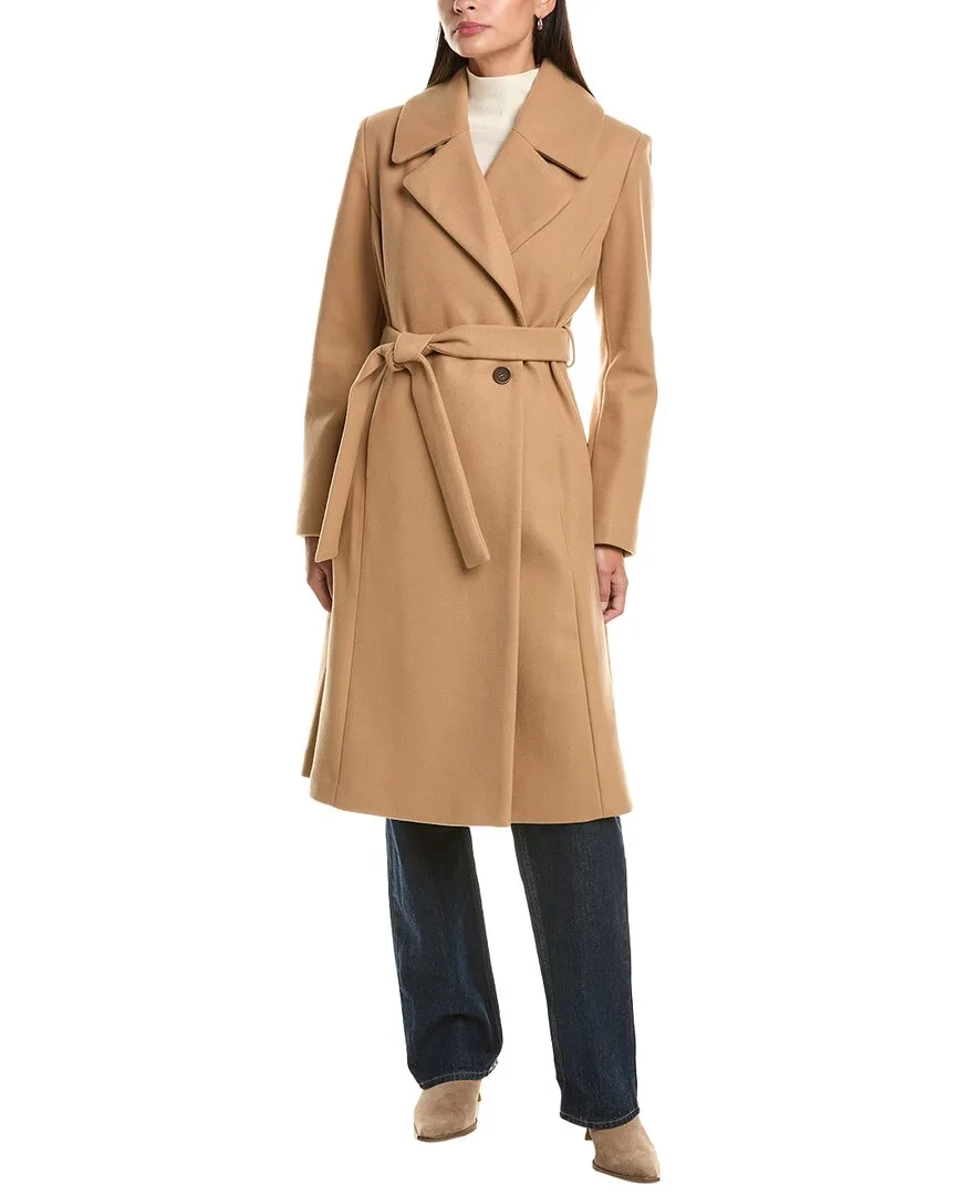 Bow Back Belt Double-Breasted Wrap Coat