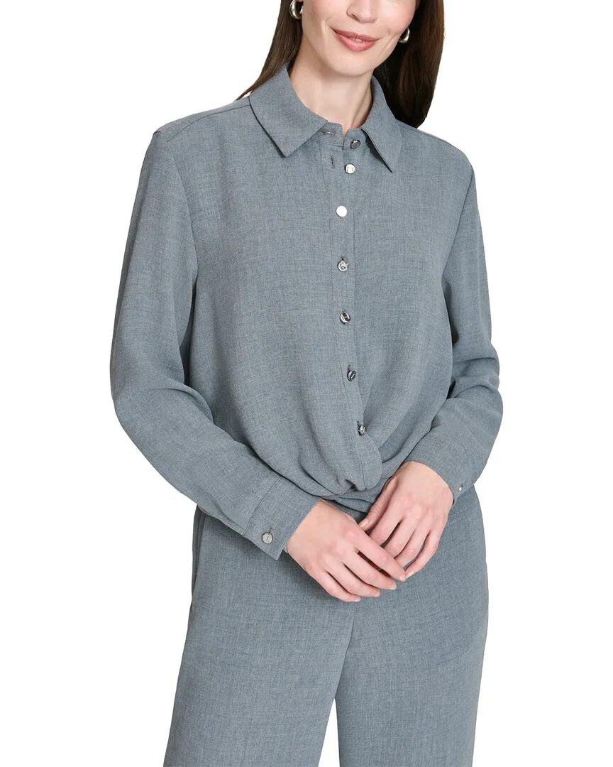 Long Sleeve Twist Waist Top by Halston