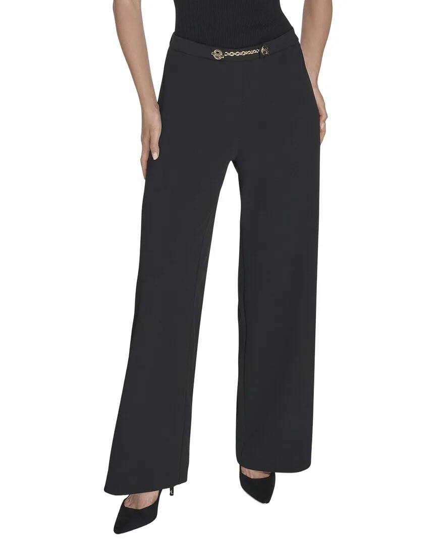 Chain Front Wide Leg Pant by Halston