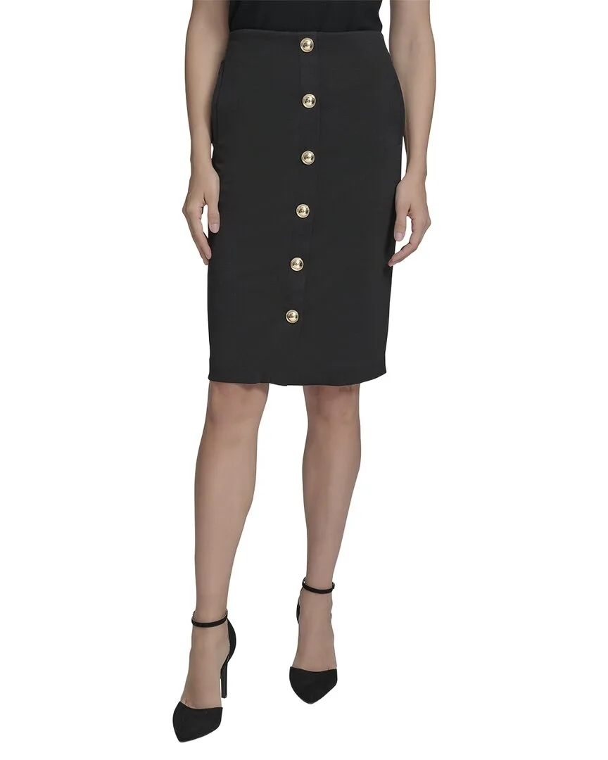 Button Front Pencil Skirt by Halston