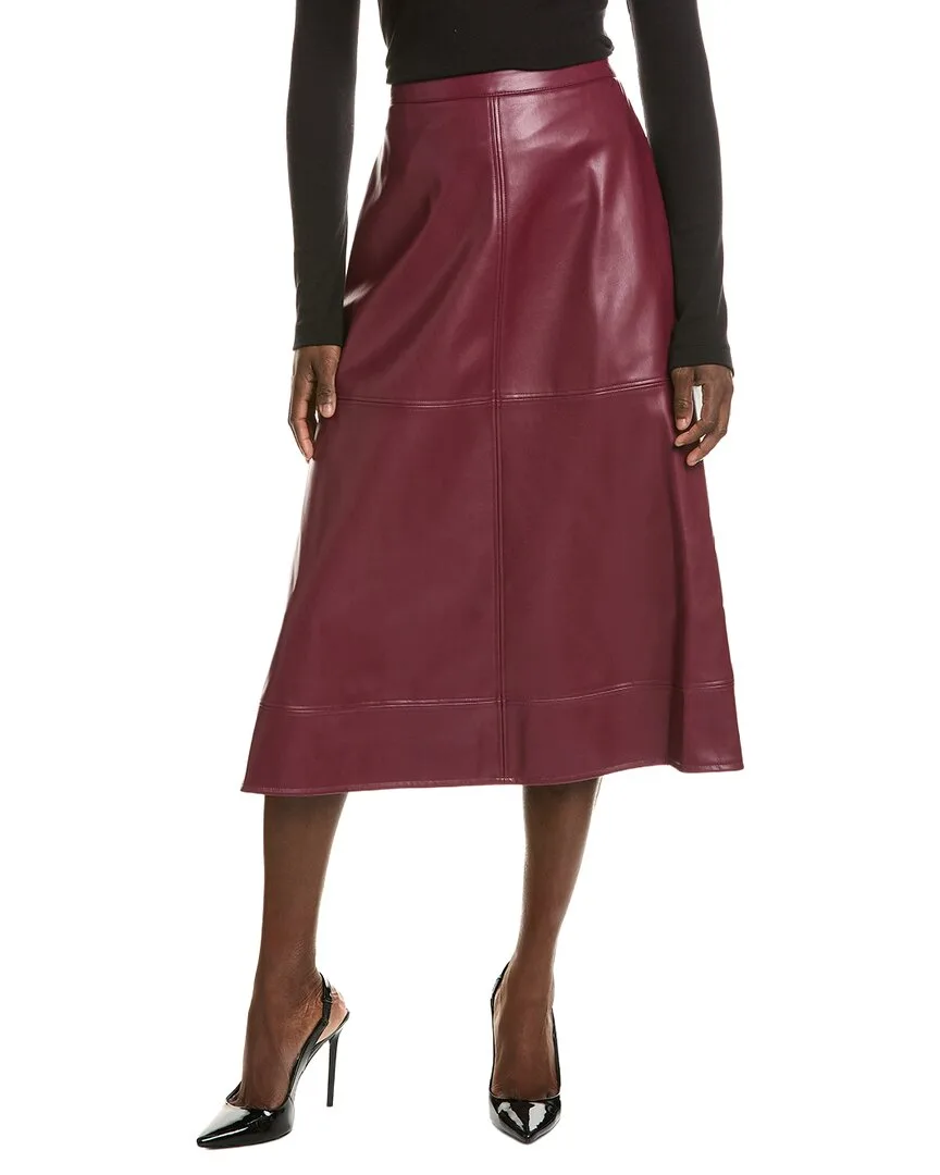 Vegan Leather A-Line Skirt by Halston
