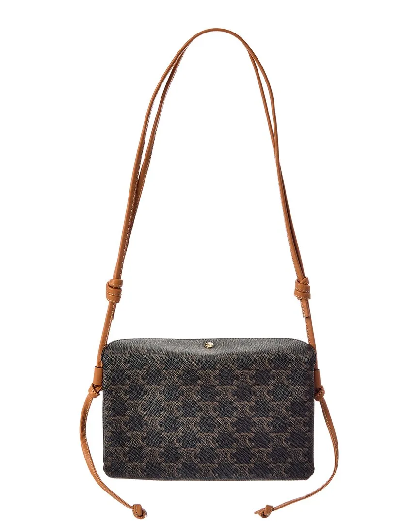 Trio Triomphe Canvas & Leather Shoulder Bag by Celine