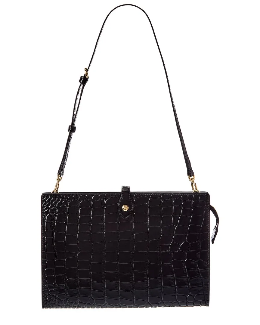Medium Note Book Croc-Embossed Leather Shoulder Bag by Celine