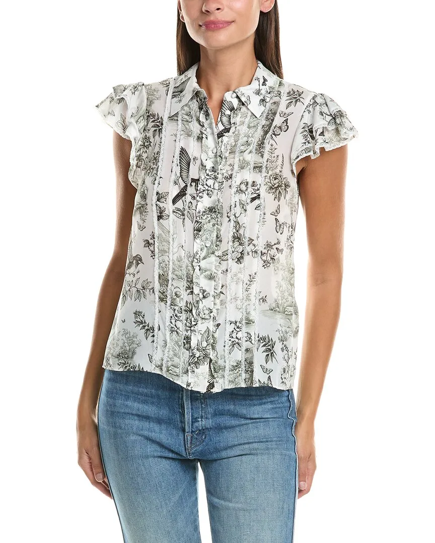 Minda Ruffle Tie Front Blouse by Alice + Olivia