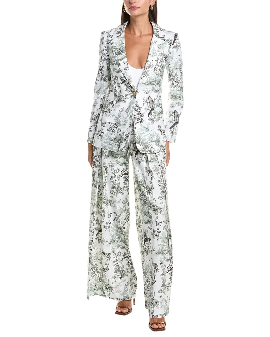 Macey Linen-Blend Fitted Blazer by Alice + Olivia