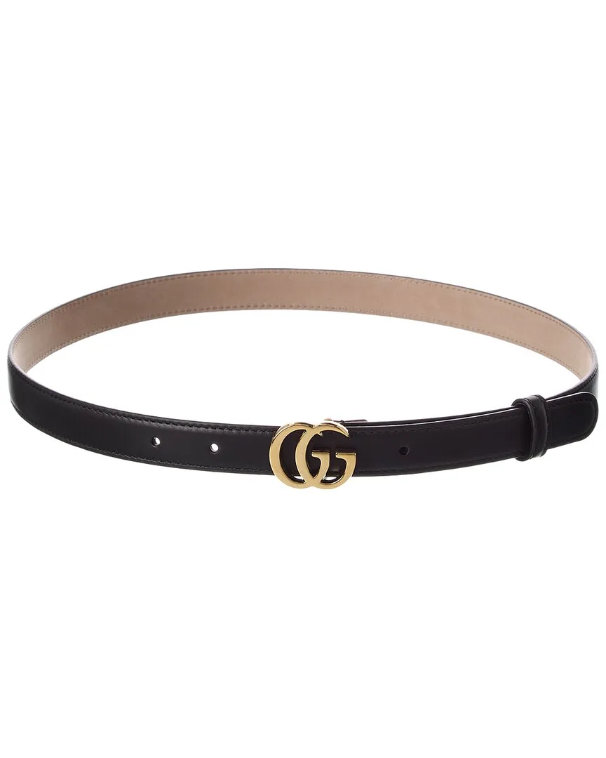 Gg Marmont Thin Leather Belt by Gucci
