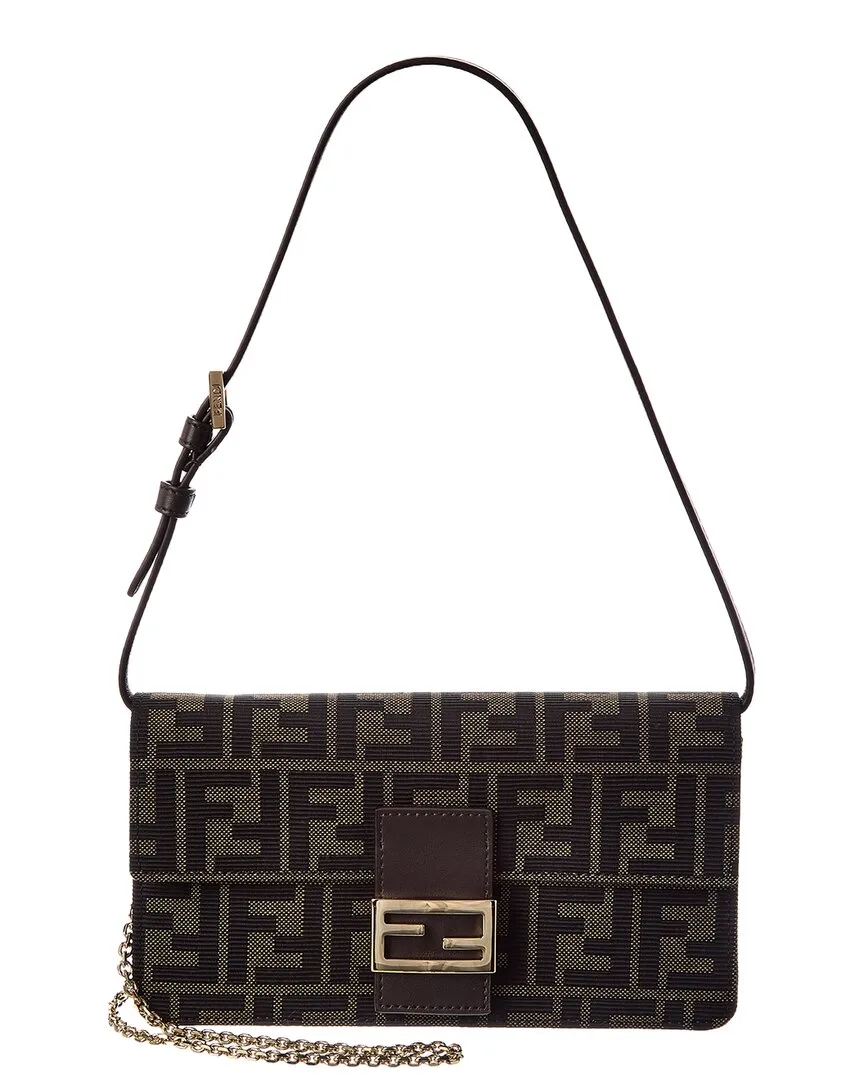 Tube Ff Jacquard & Leather Wallet on Chain by FENDI