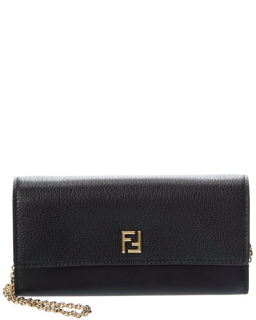 Ff Leather Continental Wallet on Chain