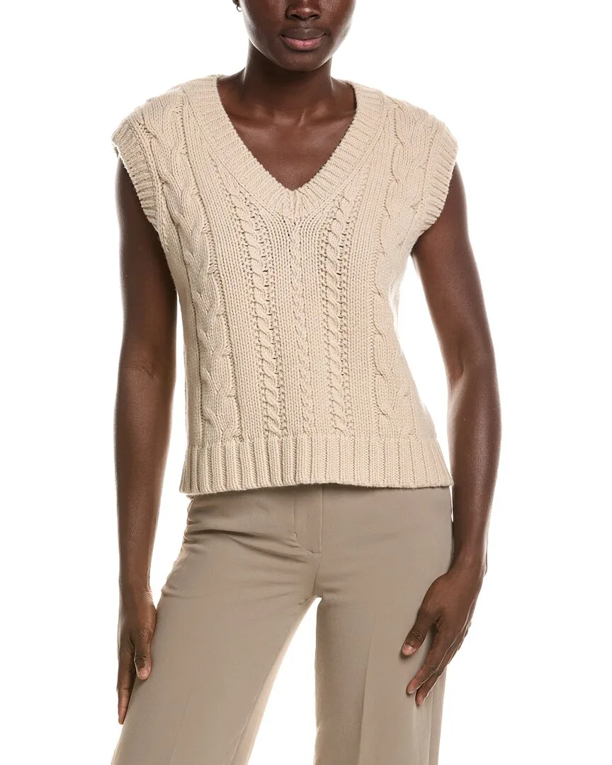 Cabled V-Neck Wool & Cashmere-Blend Vest