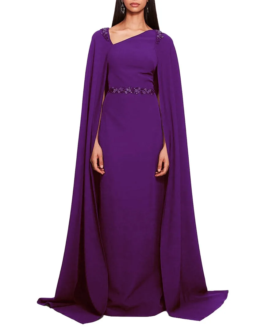 Notte Asymmetrical Crepe Kaftan Gown by Marchesa