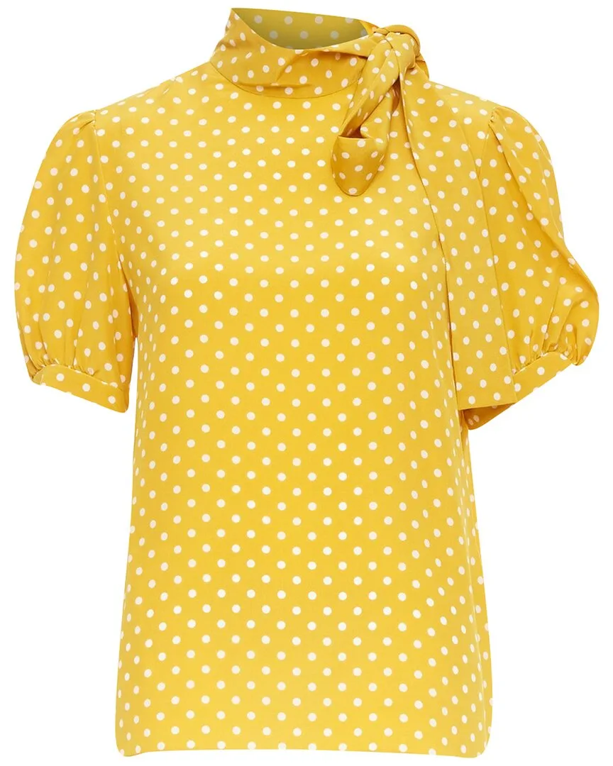 Silk Polka Dot Puff Blouse by Celine