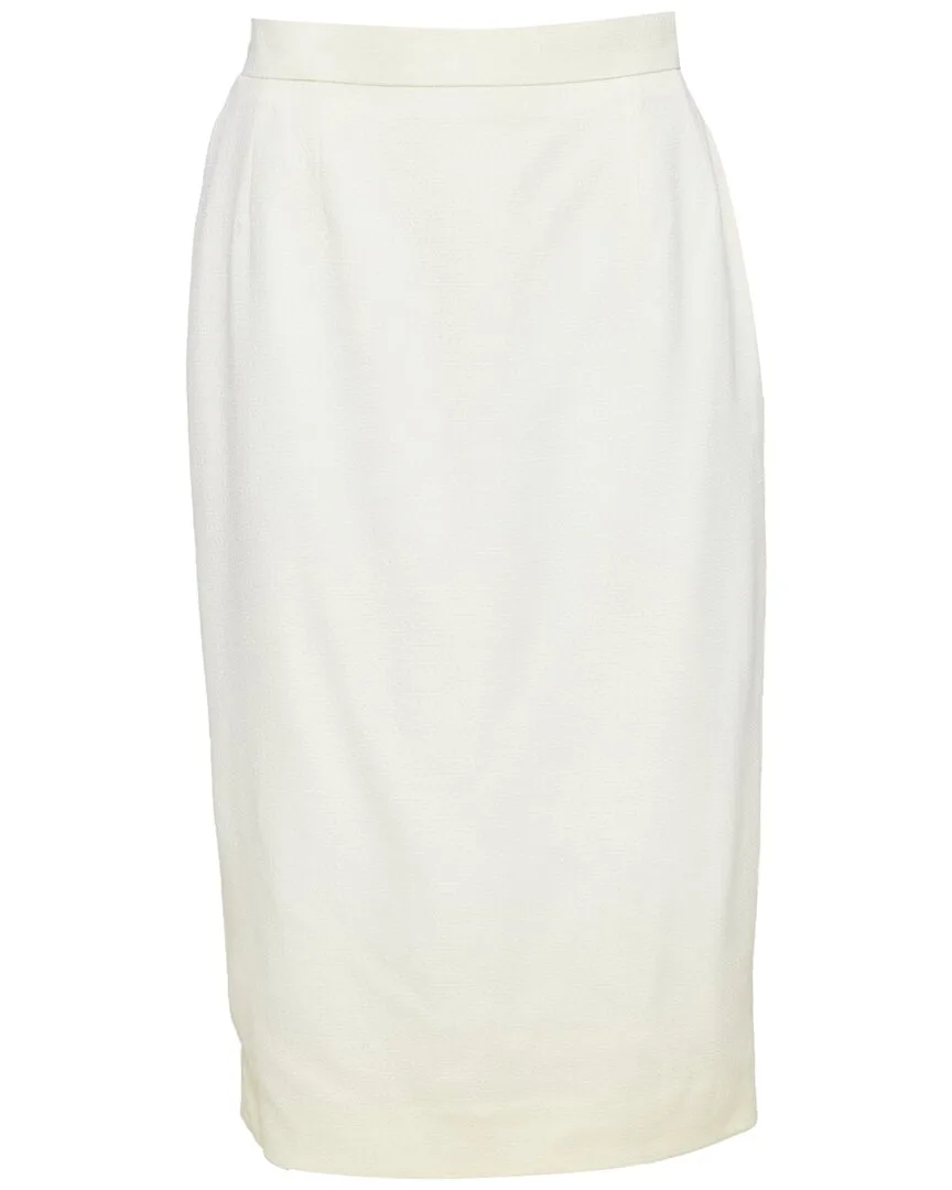 Wool Gold Cc Slit Silk Skirt by CHANEL
