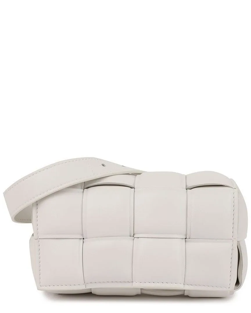 White Leather Padded Cassette Belt Bag by Bottega Veneta