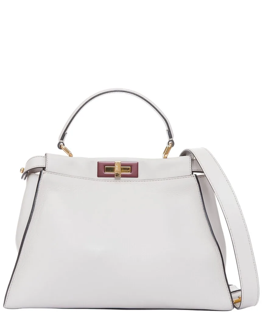 Beige Leather Peekaboo Medium Selleria Bag by FENDI