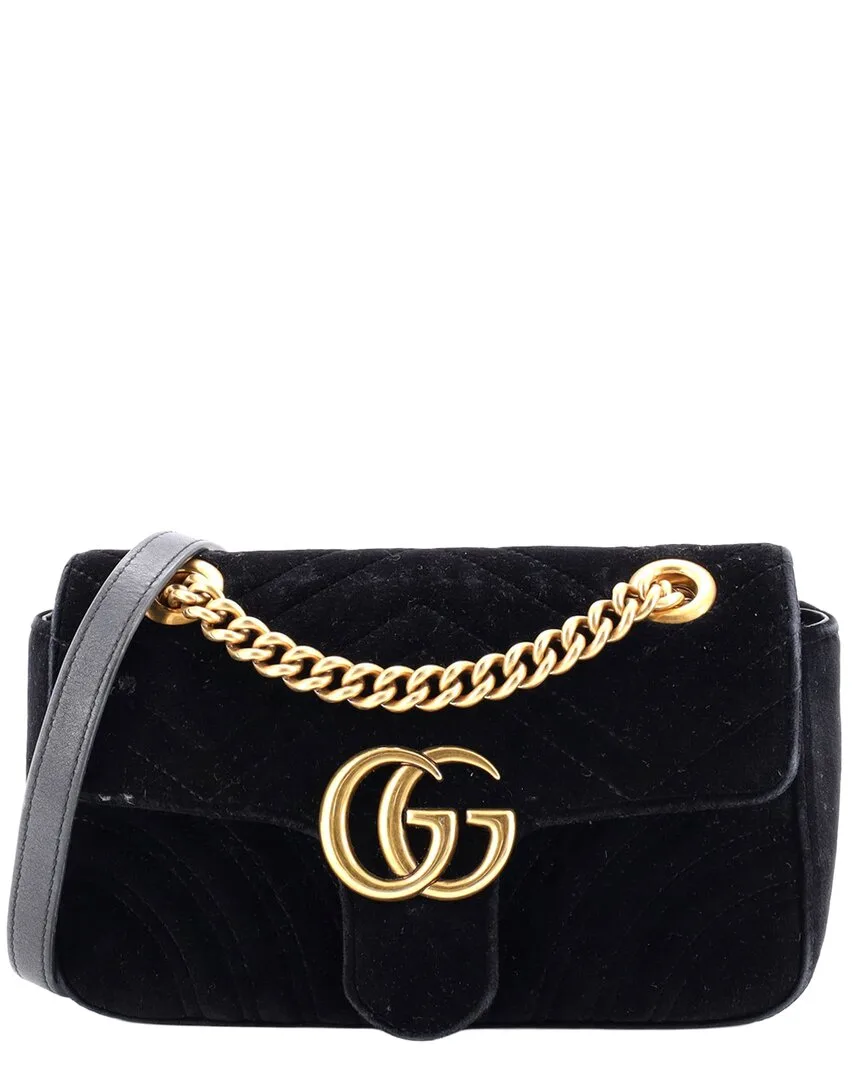 Matelasse Velvet Gg Marmont Flap Bag Mini (authentic Pre-Loved) by Gucci