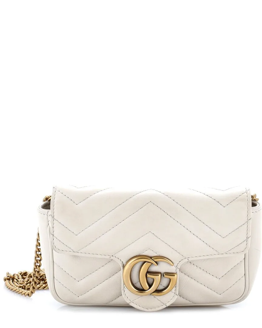Matelasse Leather Gg Marmont Flap Bag Super Mini (authentic Pre-Loved)