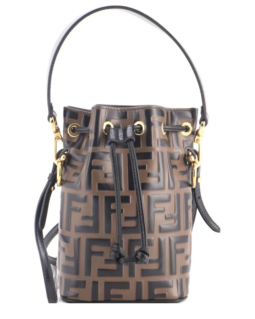 Zucca Embossed Leather Mon Tresor Bucket Bag Mini (authentic Pre-Loved)