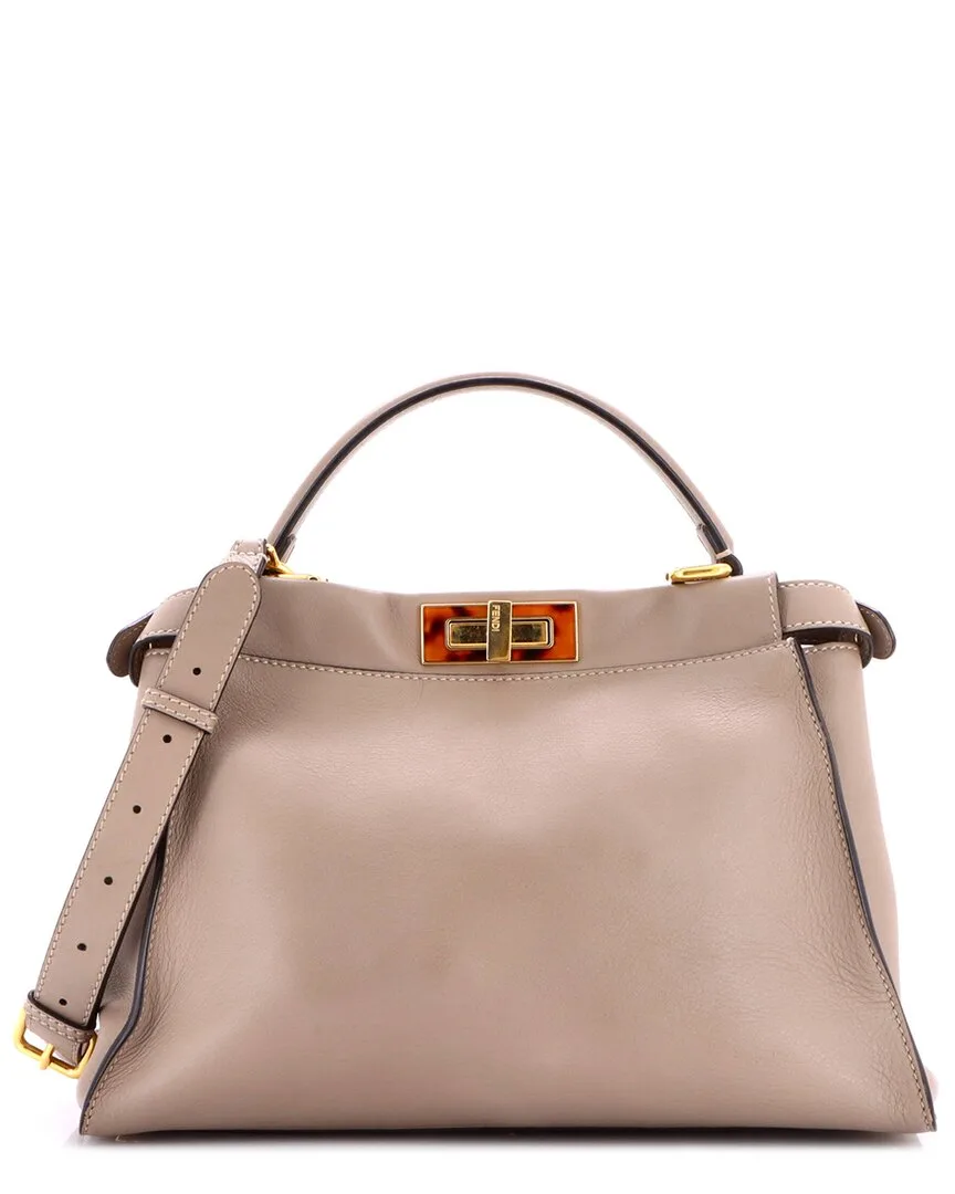 Leather Peekaboo Bag with Tortoise Detail Regular (authentic Pre-Loved)