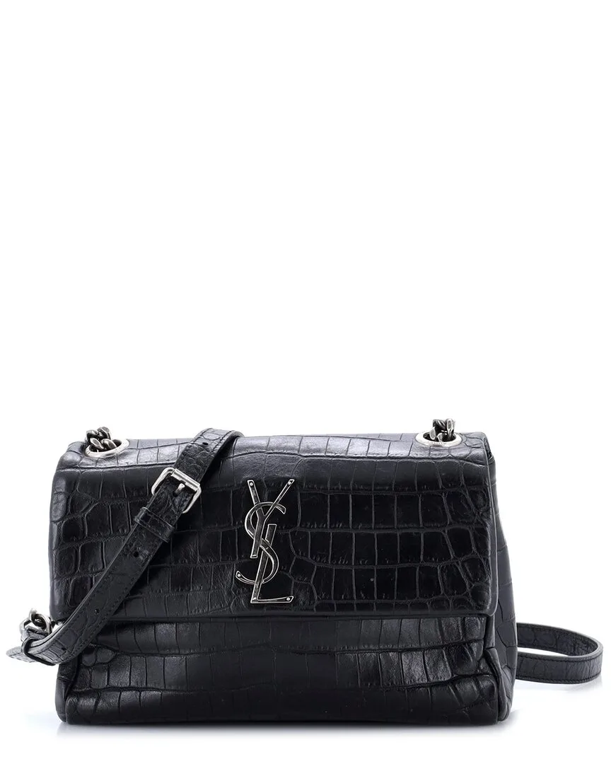 Croc-Embossed Leather West Hollywood Shoulder Bag Small (authentic Pre-Loved) by Saint Laurent