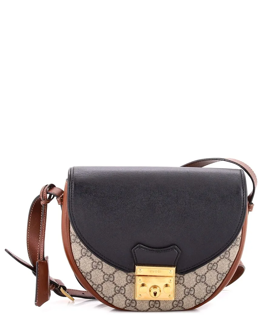 Gg Coated Canvas & Leather Padlock Saddle Shoulder Bag Small (authentic Pre-Loved) by Gucci