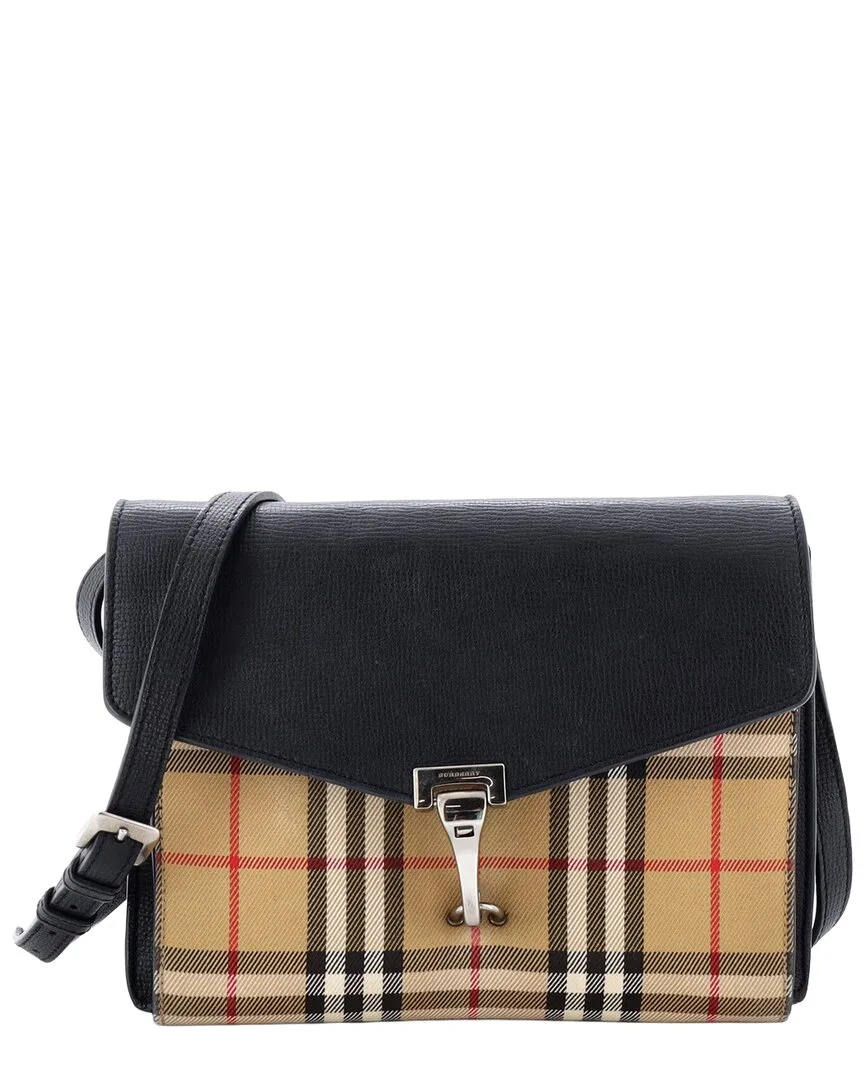 Leather & Vintage Check Canvas Small Macken Crossbody Small (authentic Pre-Loved) by Burberry