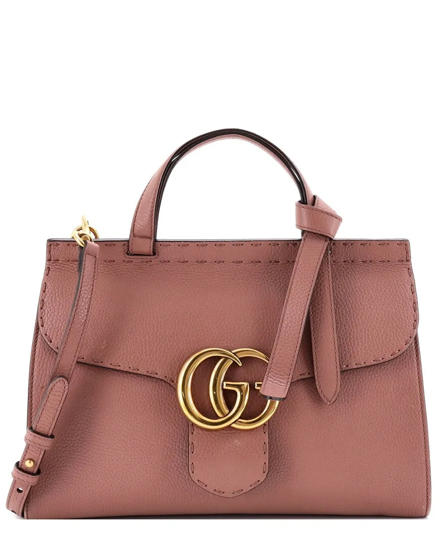 Leather GG Marmont Top Handle Bag Small (authentic Pre-Loved) by Gucci