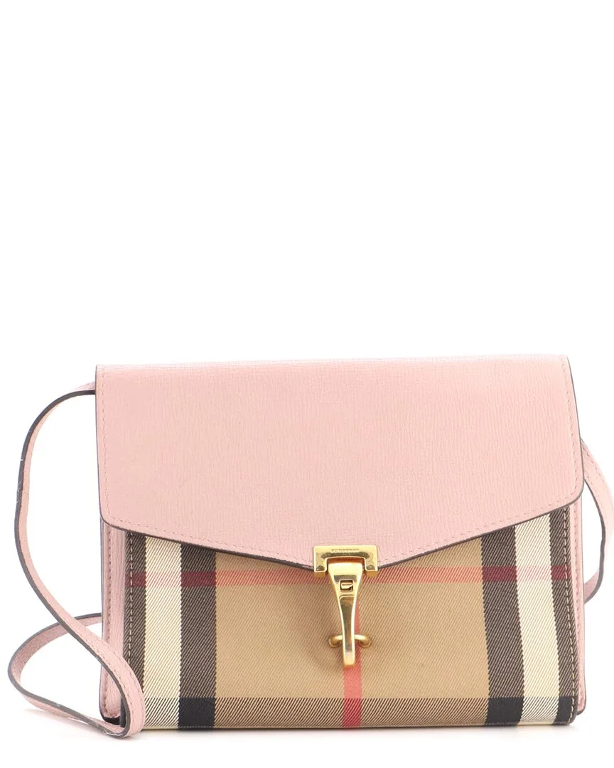 Leather & House Check Canvas Macken Crossbody Small (authentic Pre-Loved) by Burberry