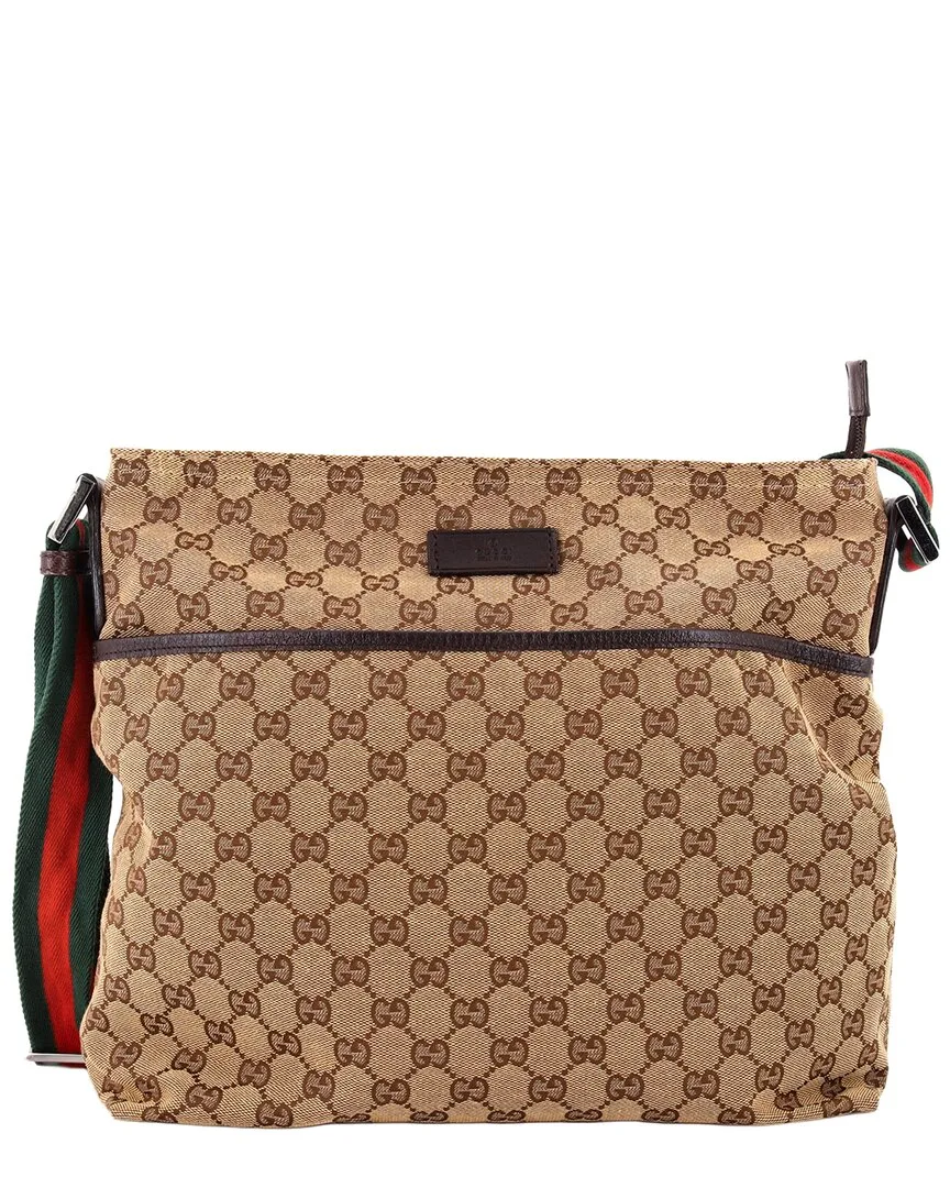 GG Canvas Front Pocket Web Messenger Medium (authentic Pre-Loved) by Gucci