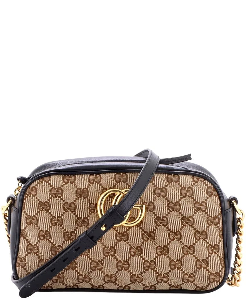 Diagonal Quilted GG Canvas & Leather GG Marmont Shoulder Bag Small (authentic Pre-Loved) by Gucci
