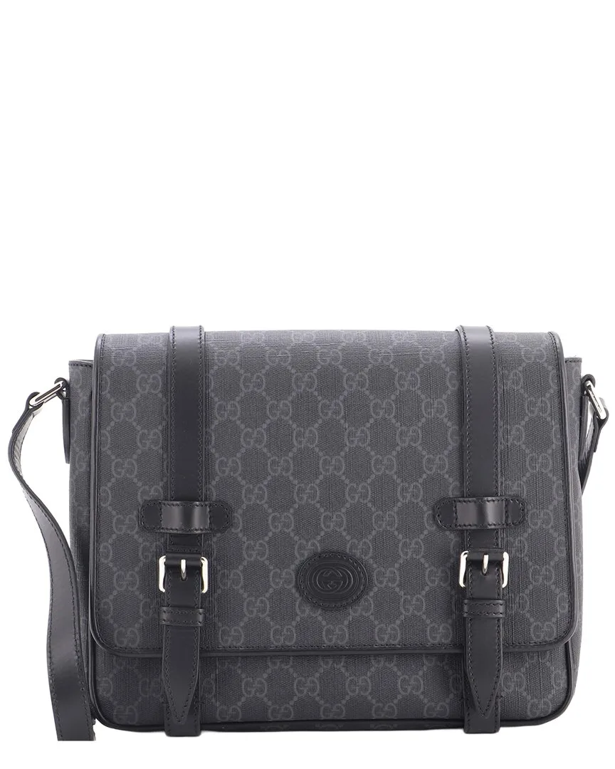 Gg Coated Canvas & Leather Interlocking G Patch Messenger Bag Medium (authentic Pre-Loved) by Gucci
