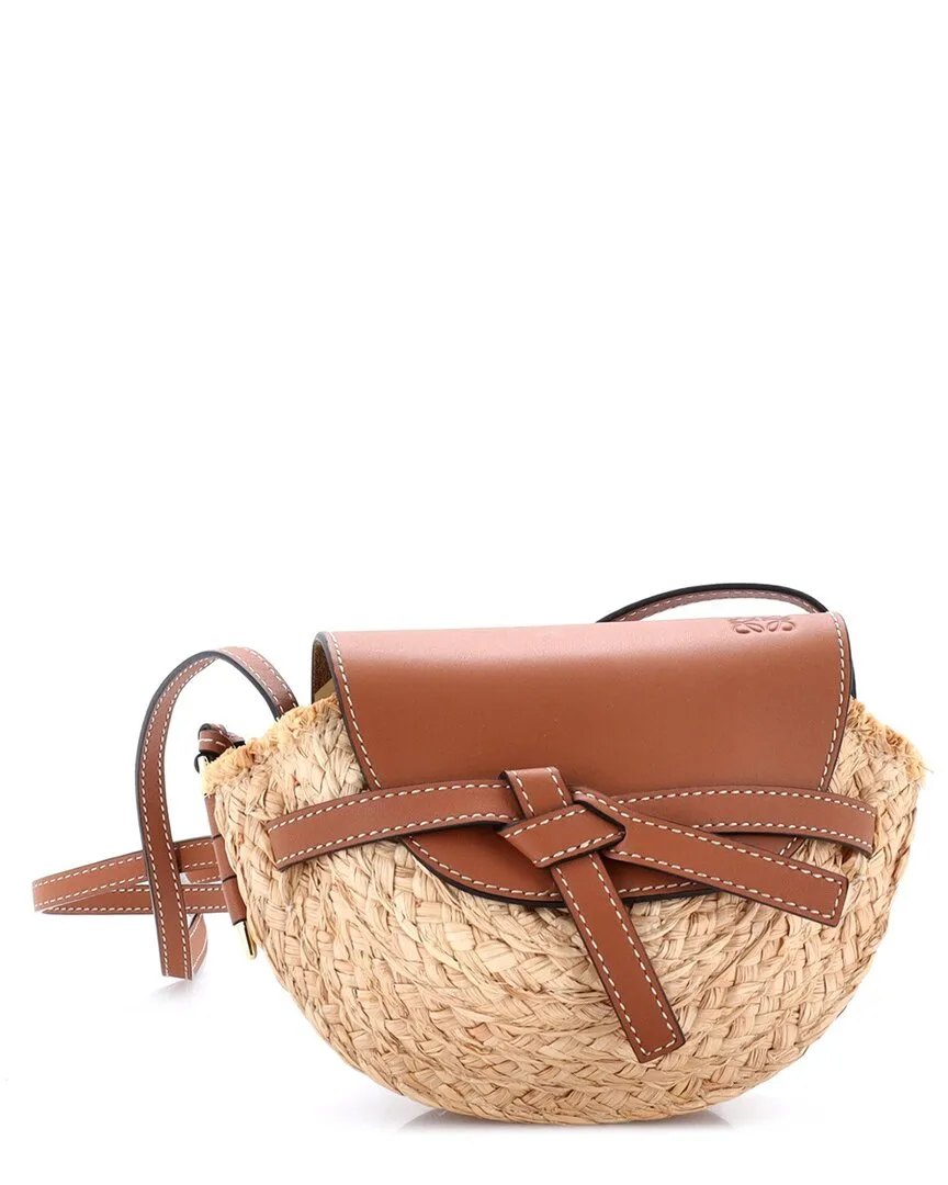 Leather & Raffia Gate Leather Shoulder Mini (authentic Pre-Loved) by LOEWE