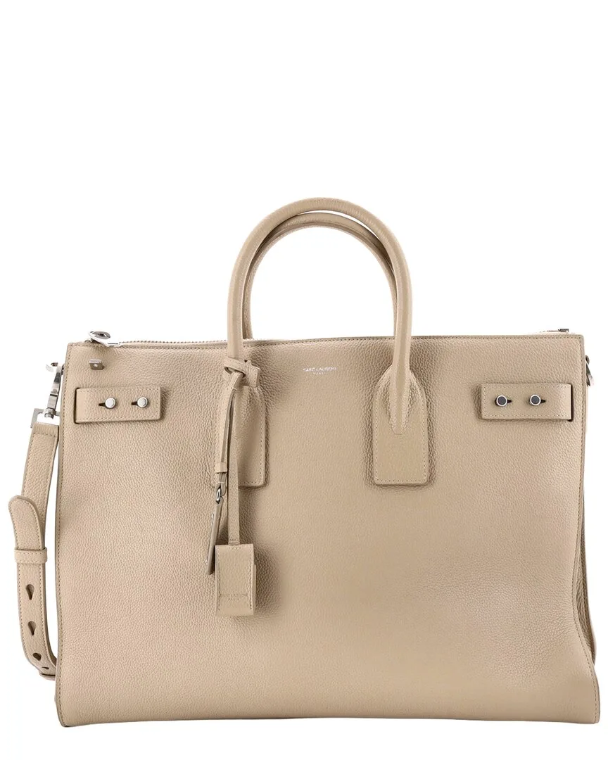 Beige Leather Sac De Jour Souple Bag Large (authentic Pre-Loved) by Saint Laurent