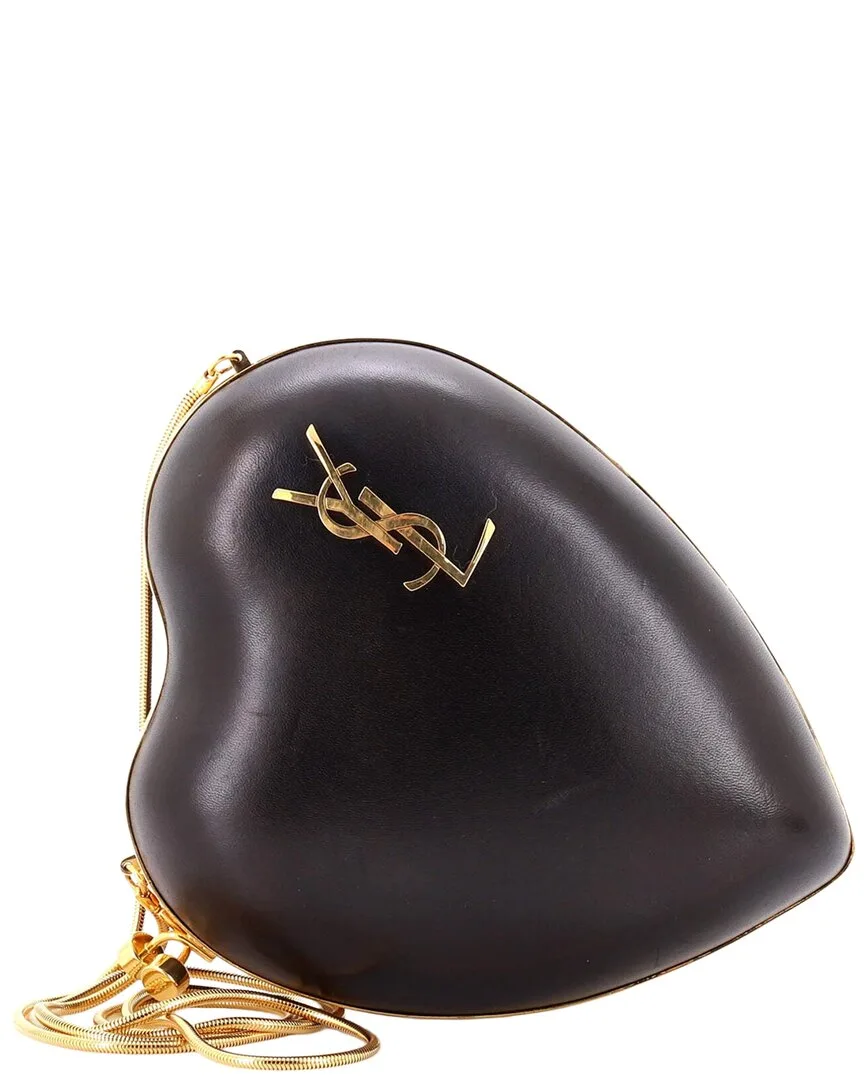Leather Love Heart Chain Box Clutch Small (authentic Pre-Loved)