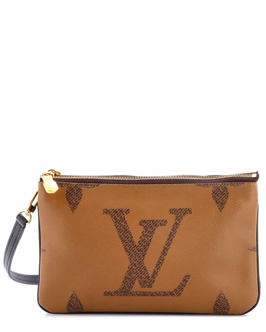 Reverse Monogram Giant Double Zip Pochette (authentic Pre-Loved) by Louis Vuitton