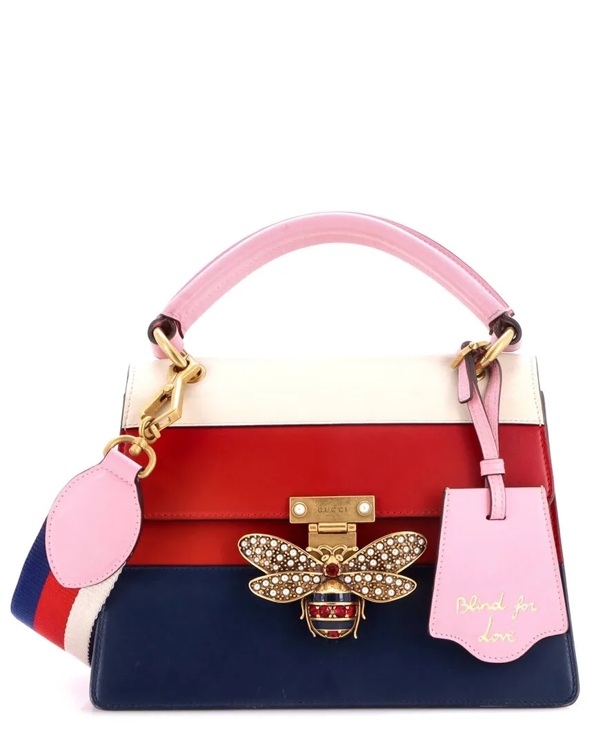 Red Colorblocked Leather Queen Margaret Top Handle Bag Small (authentic Pre-Loved) by Gucci