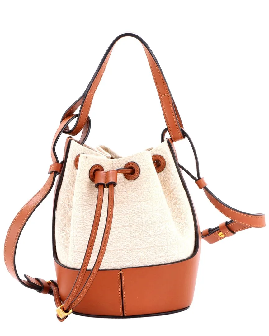 Canvas & Leather Balloon Bucket Bag Anagram Small (authentic Pre-Loved)