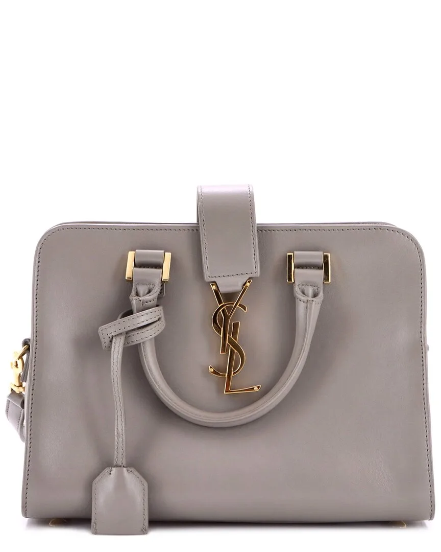 Grey Leather Monogram Cabas Baby (authentic Pre-Loved) by Saint Laurent