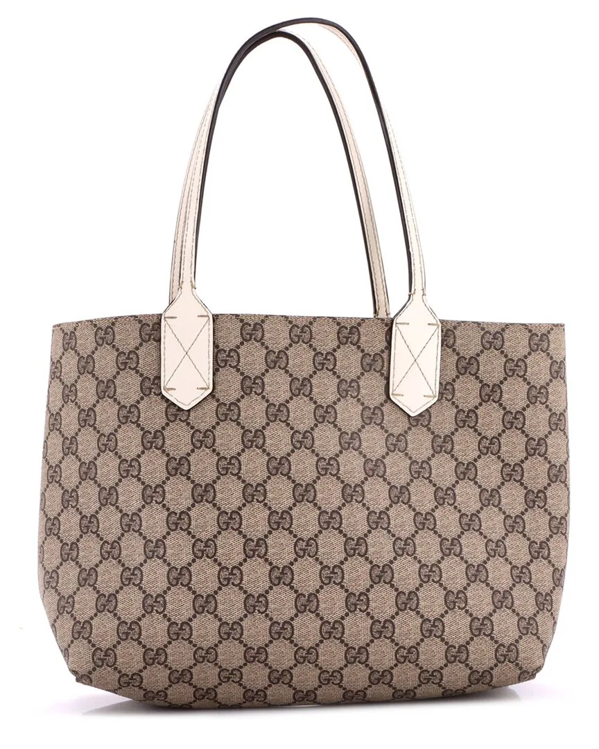 Brown Leather Reversible Tote Gg Print Small (authentic Pre-Loved) by Gucci