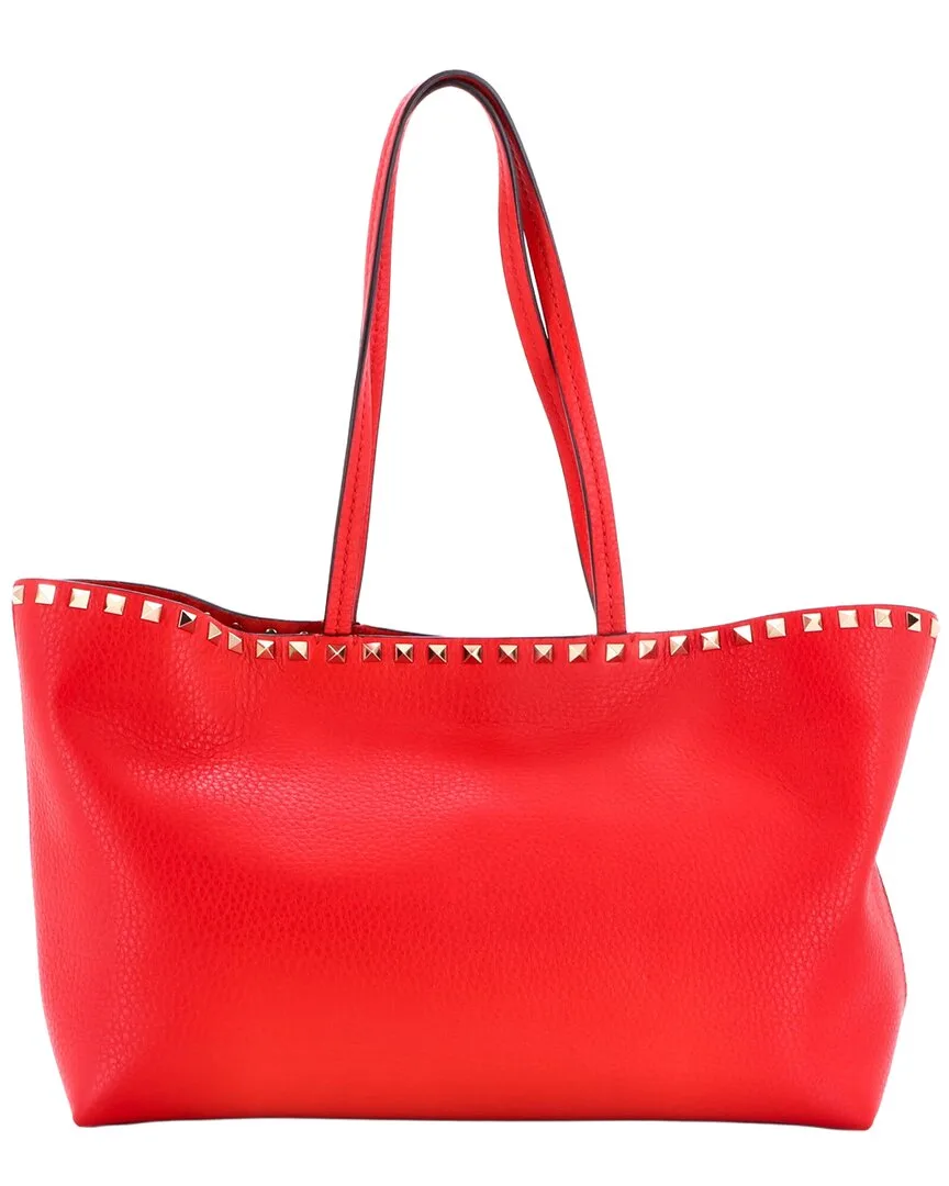 Leather Rockstud Shopper Tote Medium (authentic Pre-Loved) by Valentino