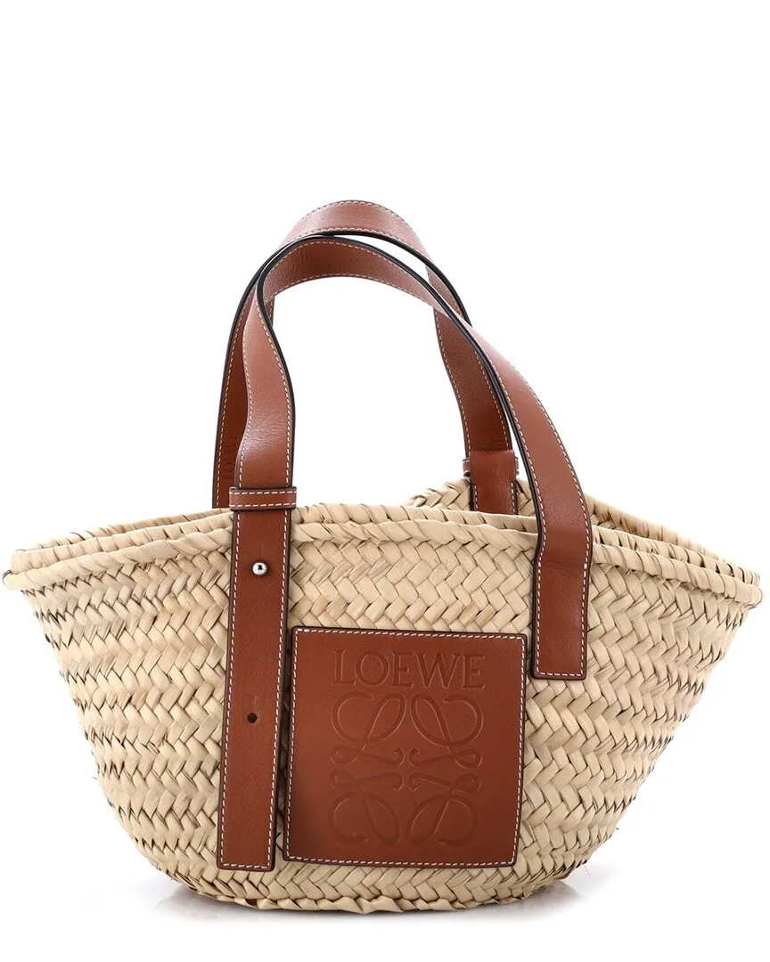 Beige Raffia Basket Tote Small (authentic Pre-Loved) by LOEWE