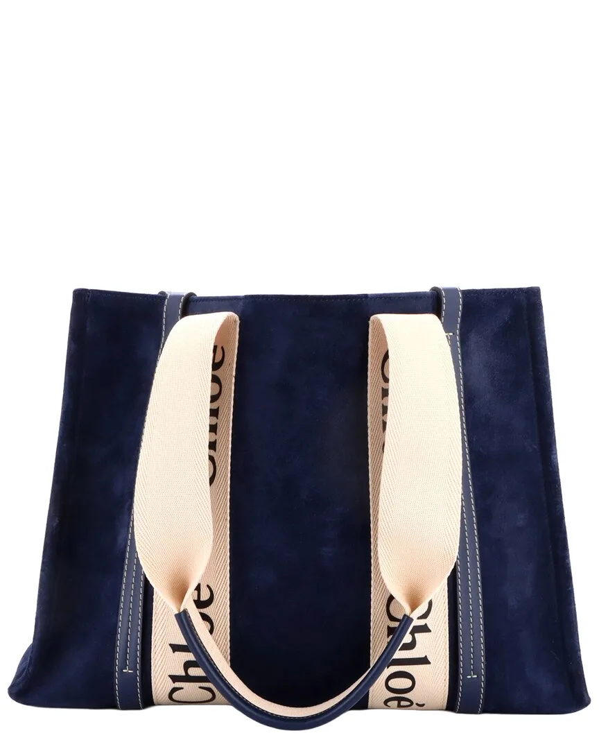 Suede & Canvas Woody Tote Medium (authentic Pre-Loved) by Chloé
